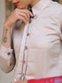 Refined Taste Shirt Blouse With Gold Rose Applique